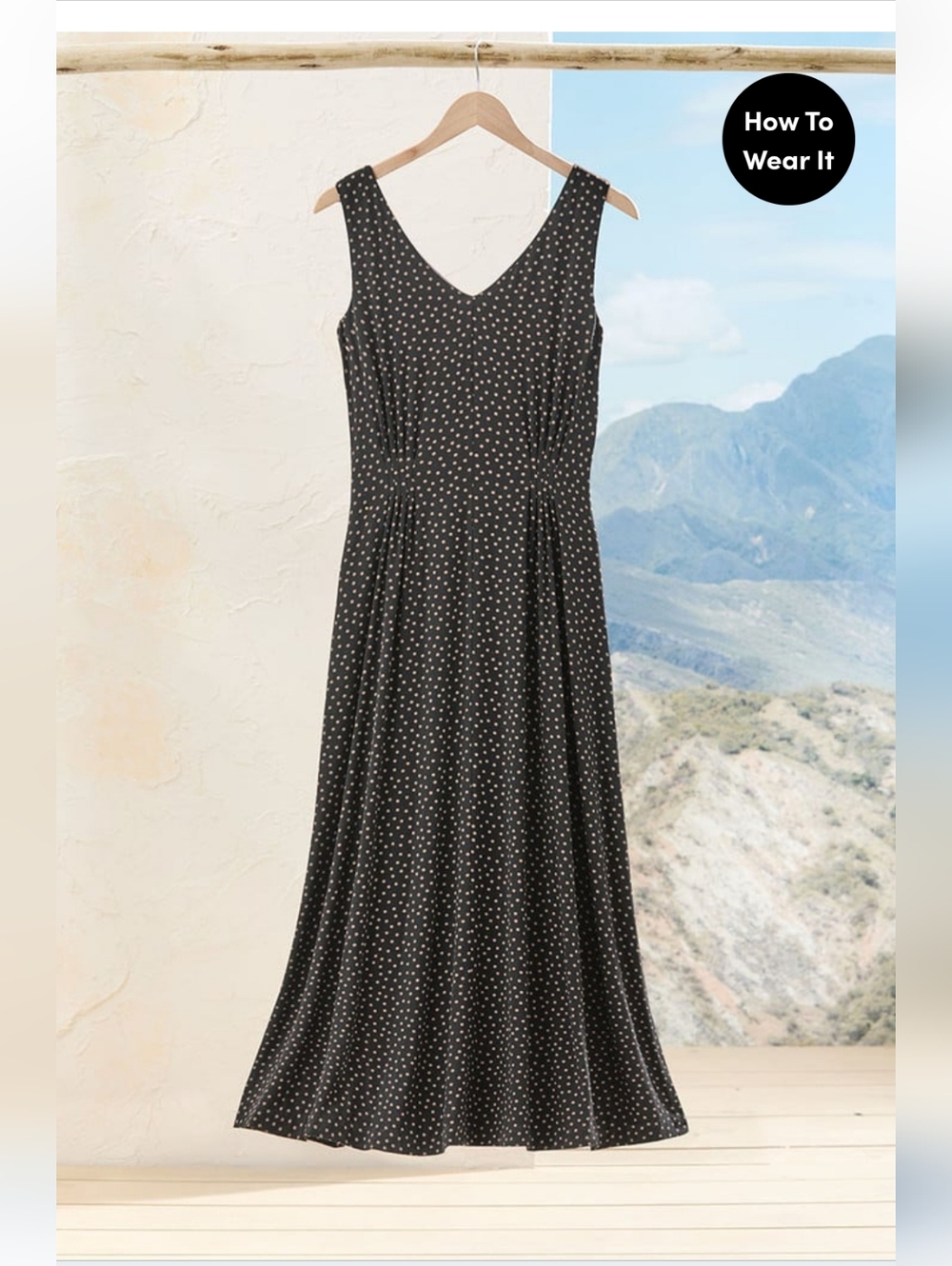 Coldwater Creek Navy Maxi Dress with White Polka Dots